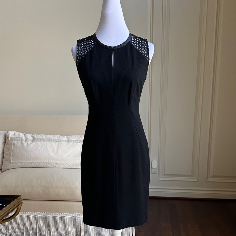 Classiques Entier Black Dress with leather trim.